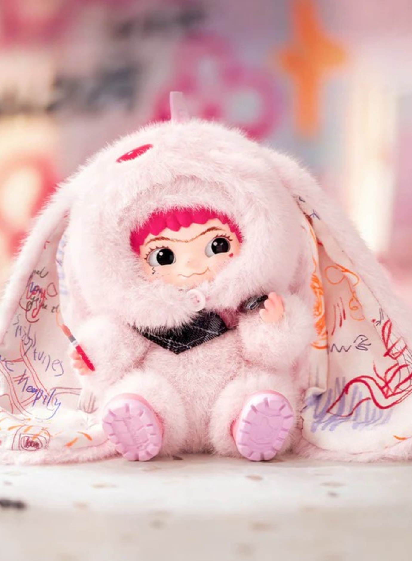 wakuku sweet heart rabbit vinyl plush doll pendant